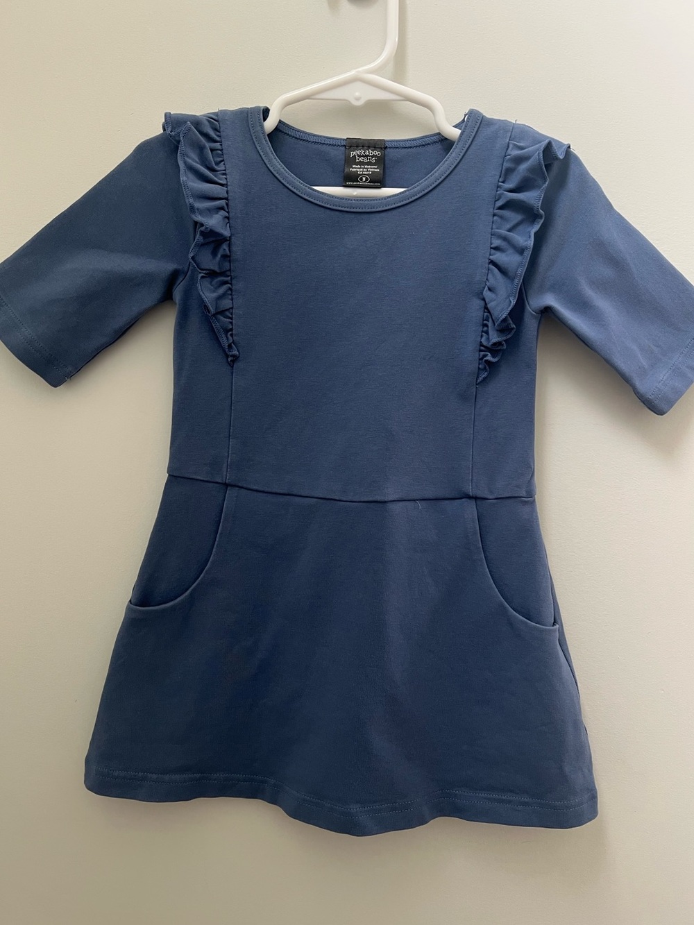 Toddler Girls' Navy Ruffle-Trim Casual Dress